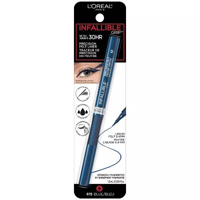 Delineador de ojos resistente al agua con punta de fieltro Infallible Grip Precision de L'Oréal Paris - Azul 615