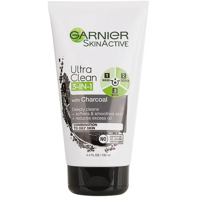 Garnier SkinActive Ultra Clean 3 合 1 木炭潔面乳，4.4 液量盎司