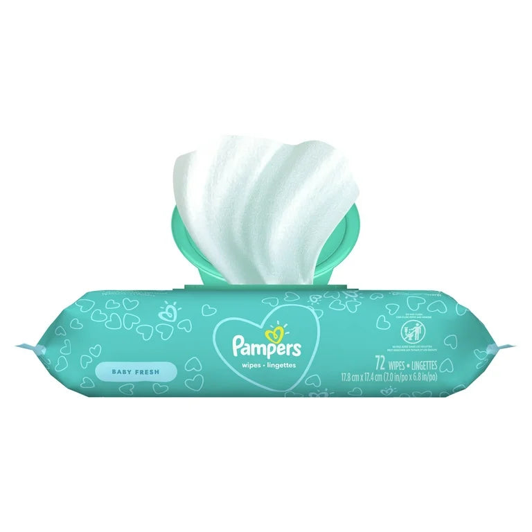 Pampers Baby Wipes, Baby Fresh Scented, 1X Pop-Top Packs, 72 Count