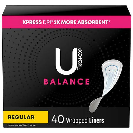 U by Kotex Wrapped Panty Liners Unscented Regular Length 40ct