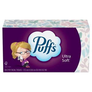 Pañuelos faciales ultra suaves Puffs, caja de 124 unidades