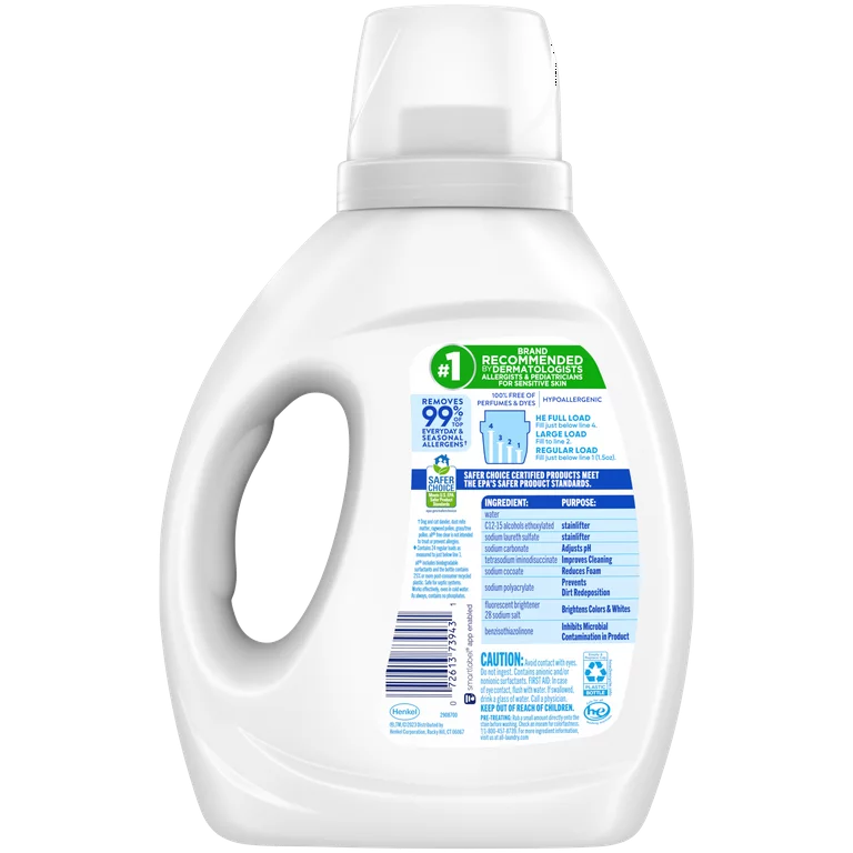 All Liquid Laundry Detergent, Free Clear for Sensitive Skin, 36 Fluid Ounces, 24 Loads