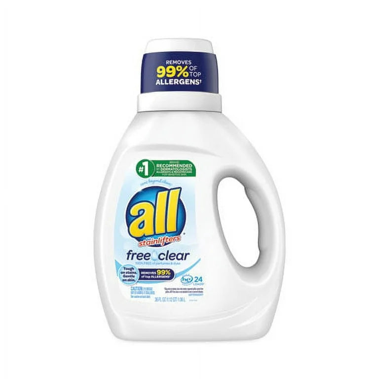 All Liquid Laundry Detergent, Free Clear for Sensitive Skin, 36 Fluid Ounces, 24 Loads