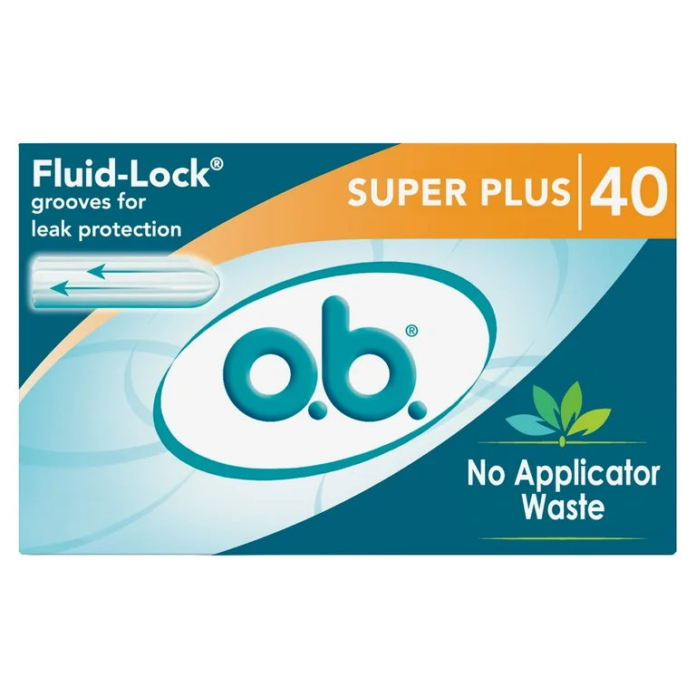 o.b. Tampons, Super Plus Absorbency, Applicator Free Tampons, Fragrance Free, 40 Count