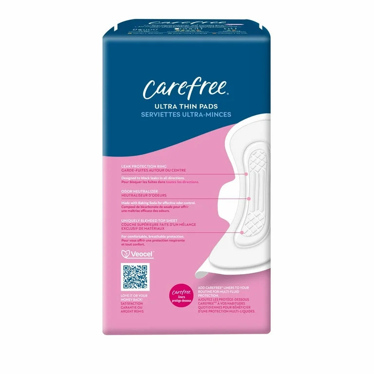 Carefree Ultra Thin Pads with Wings, Regular Absorbency, 28 Ct