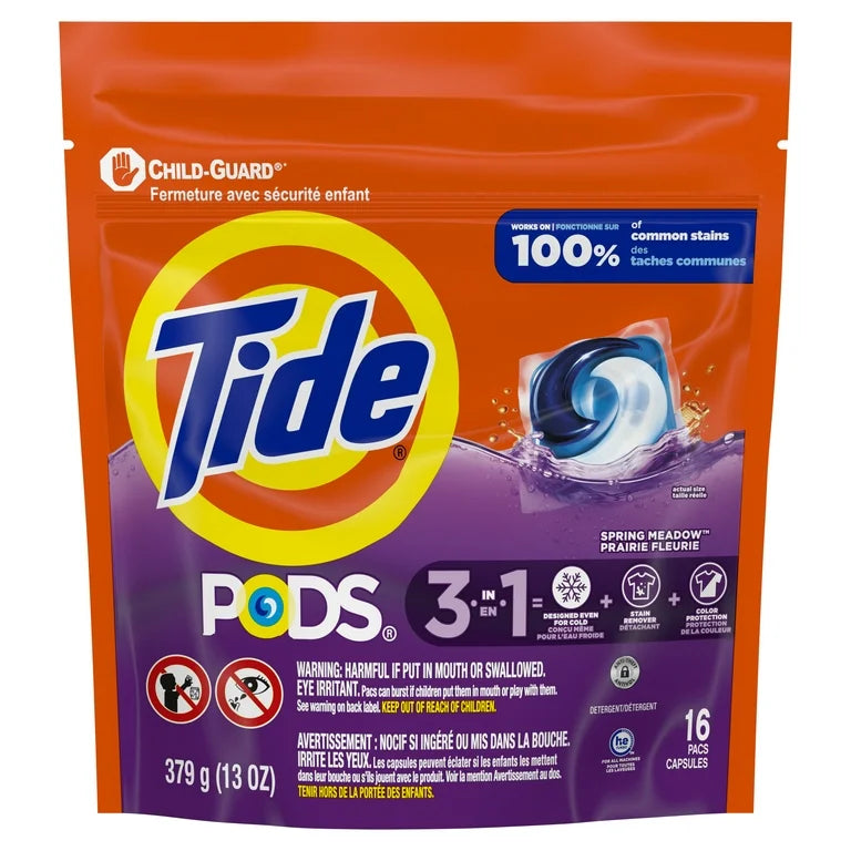 Tide Pods Agua fría limpia pradera de primavera 16 u.