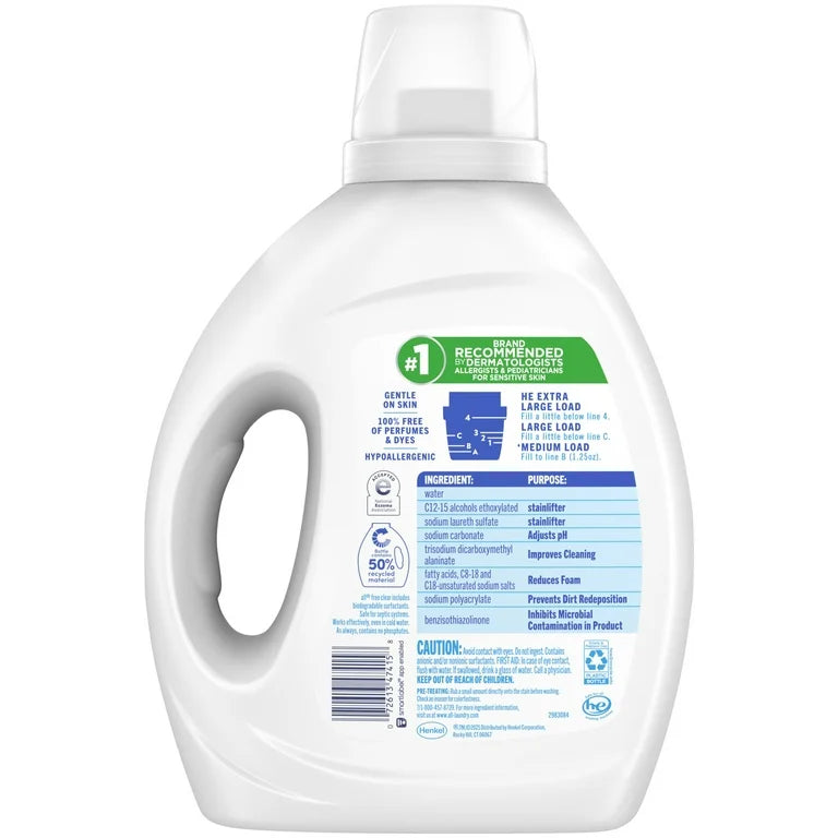 All Ultra Free & Clear HE Liquid Laundry Detergent 73oz 58 Load