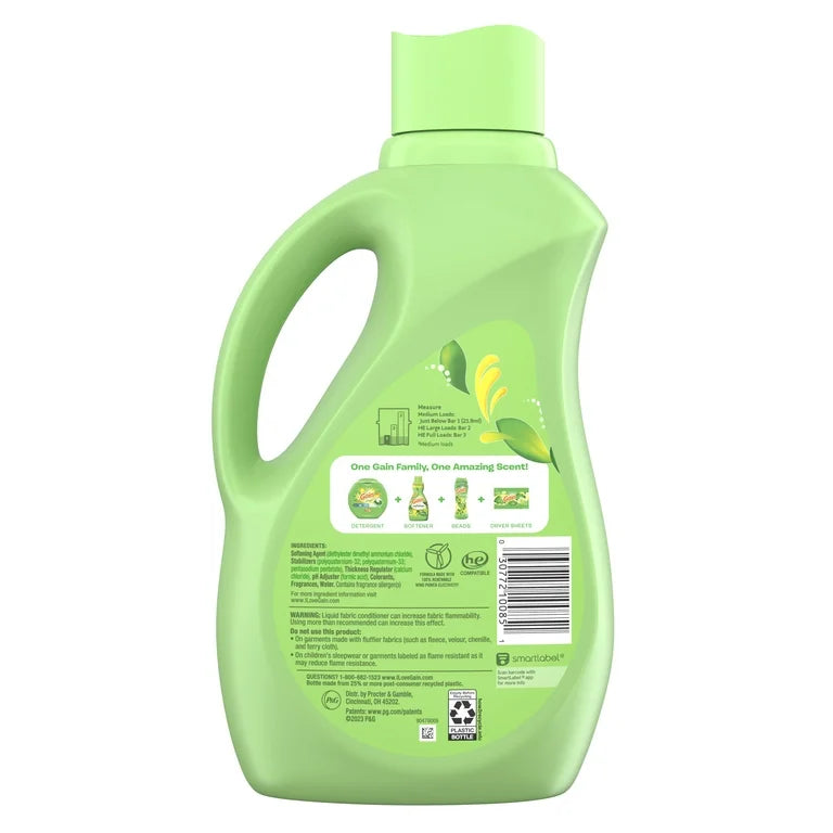 Gain Laundry Liquid Fabric Softener, Original Scent, 98 Loads, 72oz HE Compatible