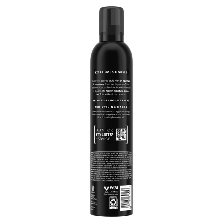 Tresemme Extra Hold Volumizing Hair Mousse 24H Touchable Hold & Volume with Pro Lock Tech, 15 oz