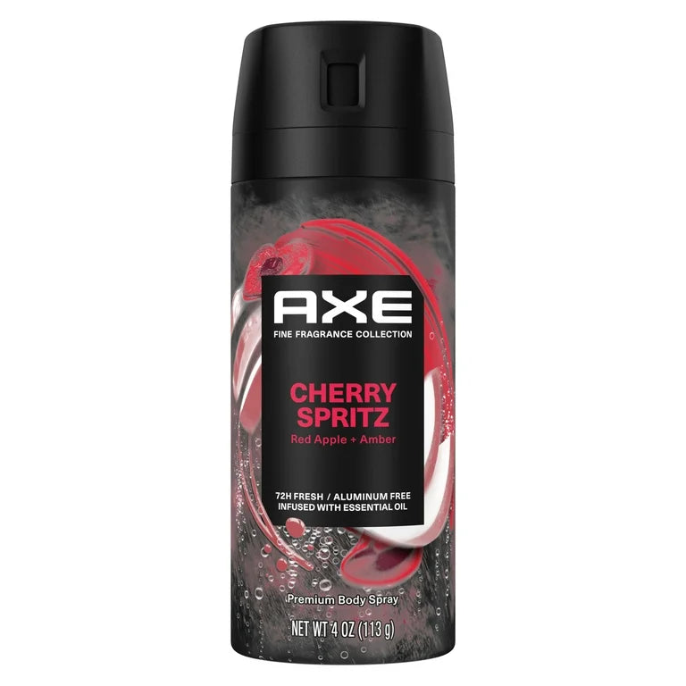 Axe Deodorant Body Spray for Men Fine Fragrance Fruity Cherry Spritz Aluminum Free, 4 oz