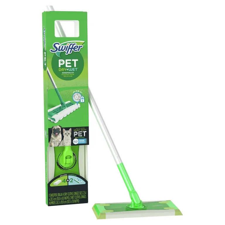 Swiffer Sweep Pet+ Mop, Broom & Mop Alternative, Dry & Wet Floor Cleaner, Fresh Scent Kit