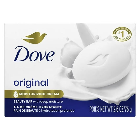 Dove Beauty Bar Soap for Women Original with 1/4 Moisturizing Cream All Skin, 2.6 oz