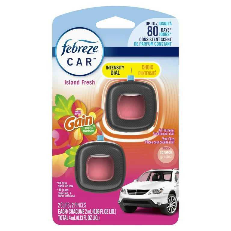 Febreze Car Air Freshener, Odor-Fighting Car Vent Clip, 2 Count (click for scent options)