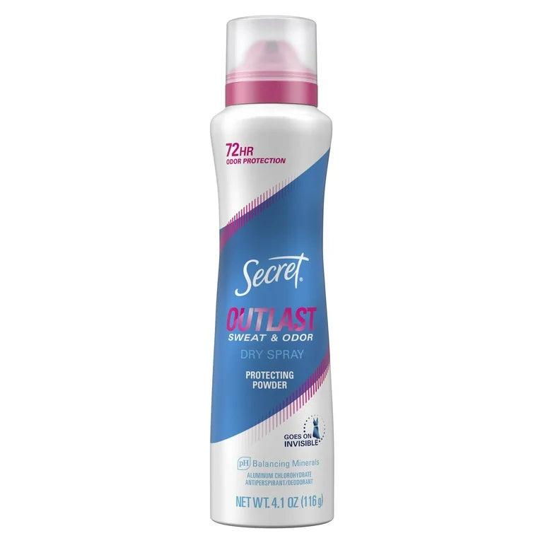 Secret Outlast Dry Spray Antiperspirant Deodorant for Women, Protection Powder, 4.1 oz