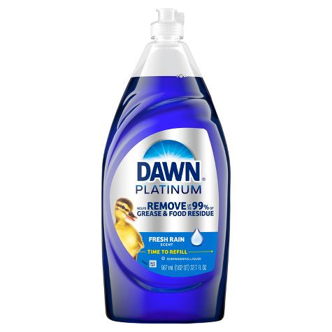 Detergente líquido lavavajillas Dawn Refreshing Rain Scent Platinum, 32,7 oz