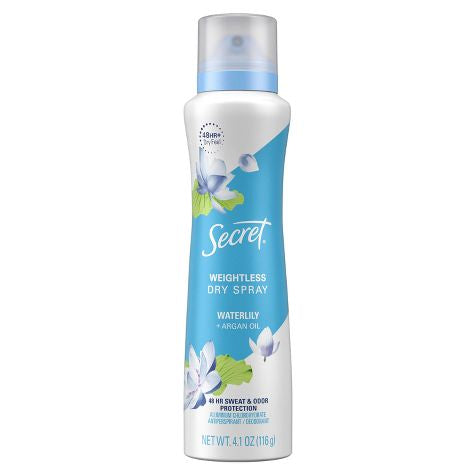 Desodorante antitranspirante en aerosol seco Secret - Aceite de nenúfar y argán - 4,1 oz