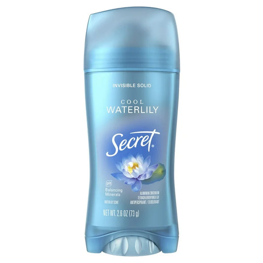 Secret Invisible Solid Antiperspirant Deodorant Stick for Women, Waterlily Scent, 2.6 oz