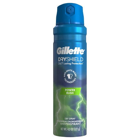 Gillette Dry Spray Antiperspirant and Deodorant for Men - Power Rush - 4.3oz***