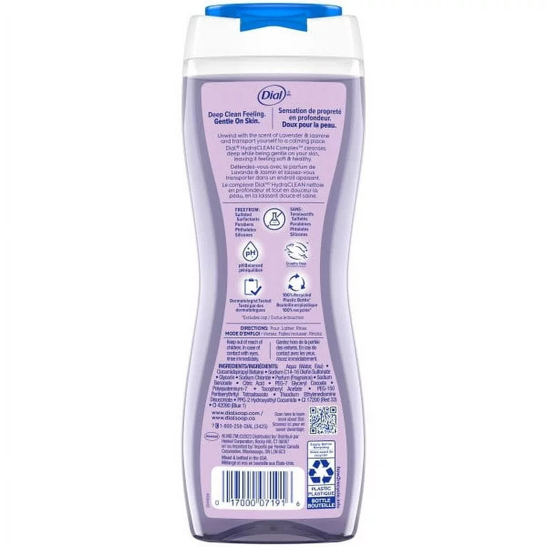 Gel de baño Dial, calmante y relajante, aroma a lavanda y jazmín, 16 fl oz