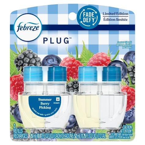 Febreze Plug 雙補充裝空氣清新劑夏季漿果採摘 - 2 克拉