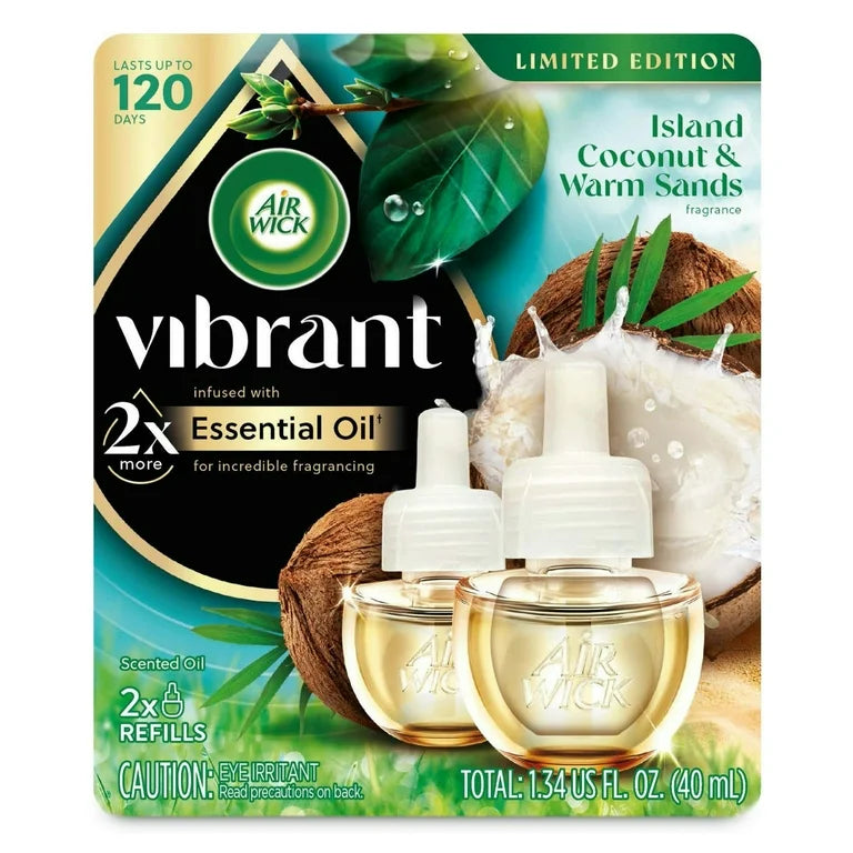 Air Wick Scented Oil - Vibrant Refill, Island Coconut and Warm Sands 2ct