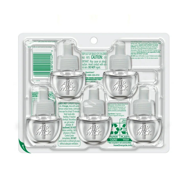 Air Wick Vibrant Plug-In Scented Oil Air Freshener Warmer Refills, Pink Watermelon and Mimosa, 5 Count