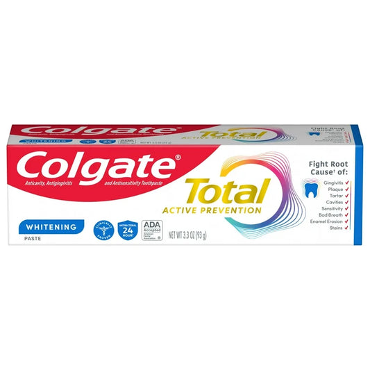 Colgate Total Active Prevention Whitening Toothpaste, Mint, 3.3 oz