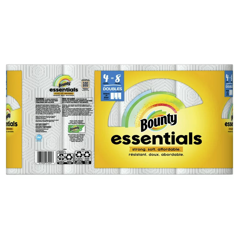 Bounty Essentials Seleccione un tamaño Toallas de papel 4=8 rollos dobles