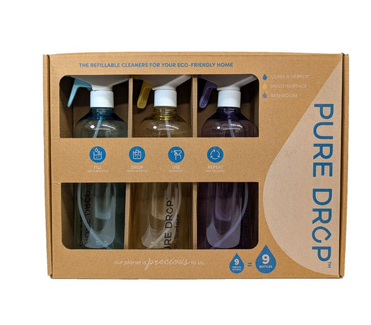 Pure Drop Cleaning Spray Bottles With 9 Full Size Refills and 3 Different Cleaners!