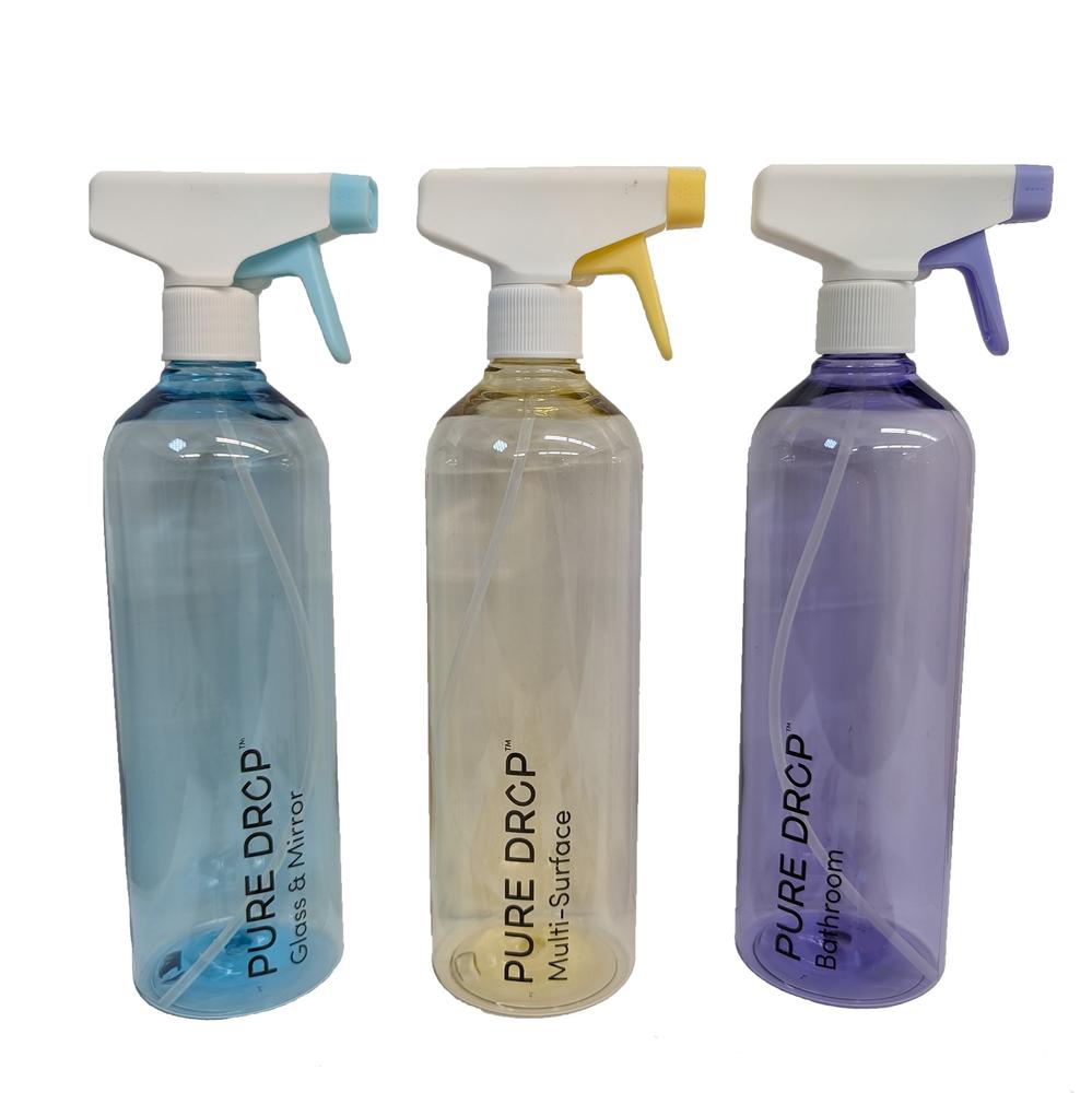 Pure Drop Cleaning Spray Bottles With 9 Full Size Refills and 3 Different Cleaners!
