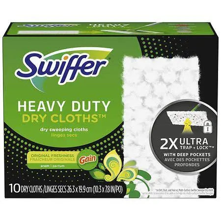 Paños secos para uso intensivo Swiffer Sweeper con aroma Gain, 10 unidades