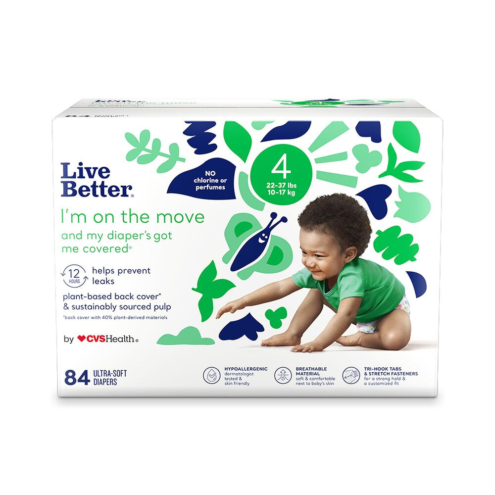 Pañales Live Better de CVS Health, talla 4, 84 unidades