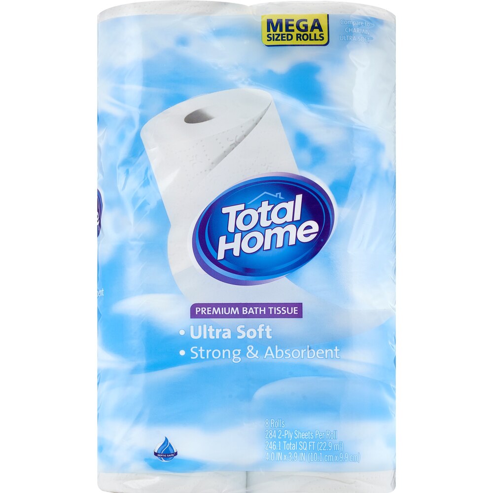 Total Home Ultra Soft Toilet Paper 8 Mega Rolls 8=32