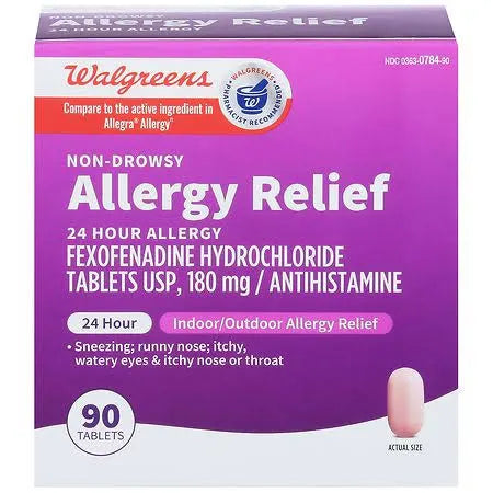 Walgreens Generic Allegra（鹽酸非索非那定）90 片 180 毫克