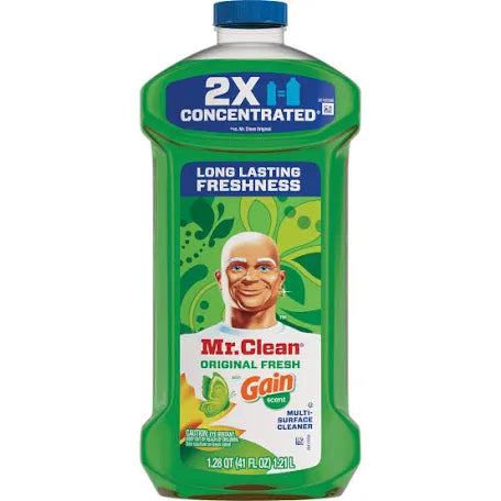 Limpiador multisuperficies concentrado 2X de Mr. Clean con aroma original Gain, limpiador multiusos, 41 fl oz