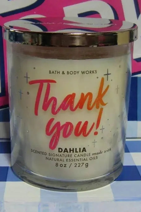 Vela de una sola mecha con mensaje "Thank You" de Dahlia de Bath &amp; Body Works