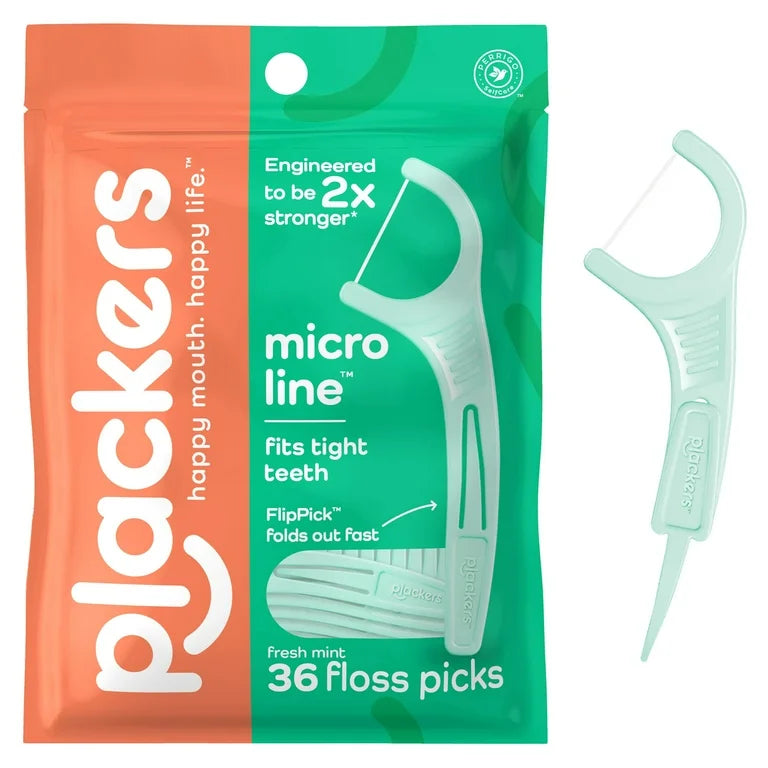 Plackers Micro Line Dental Tuffloss Fold-Out FlipPicks, Fresh Mint, 36 Count