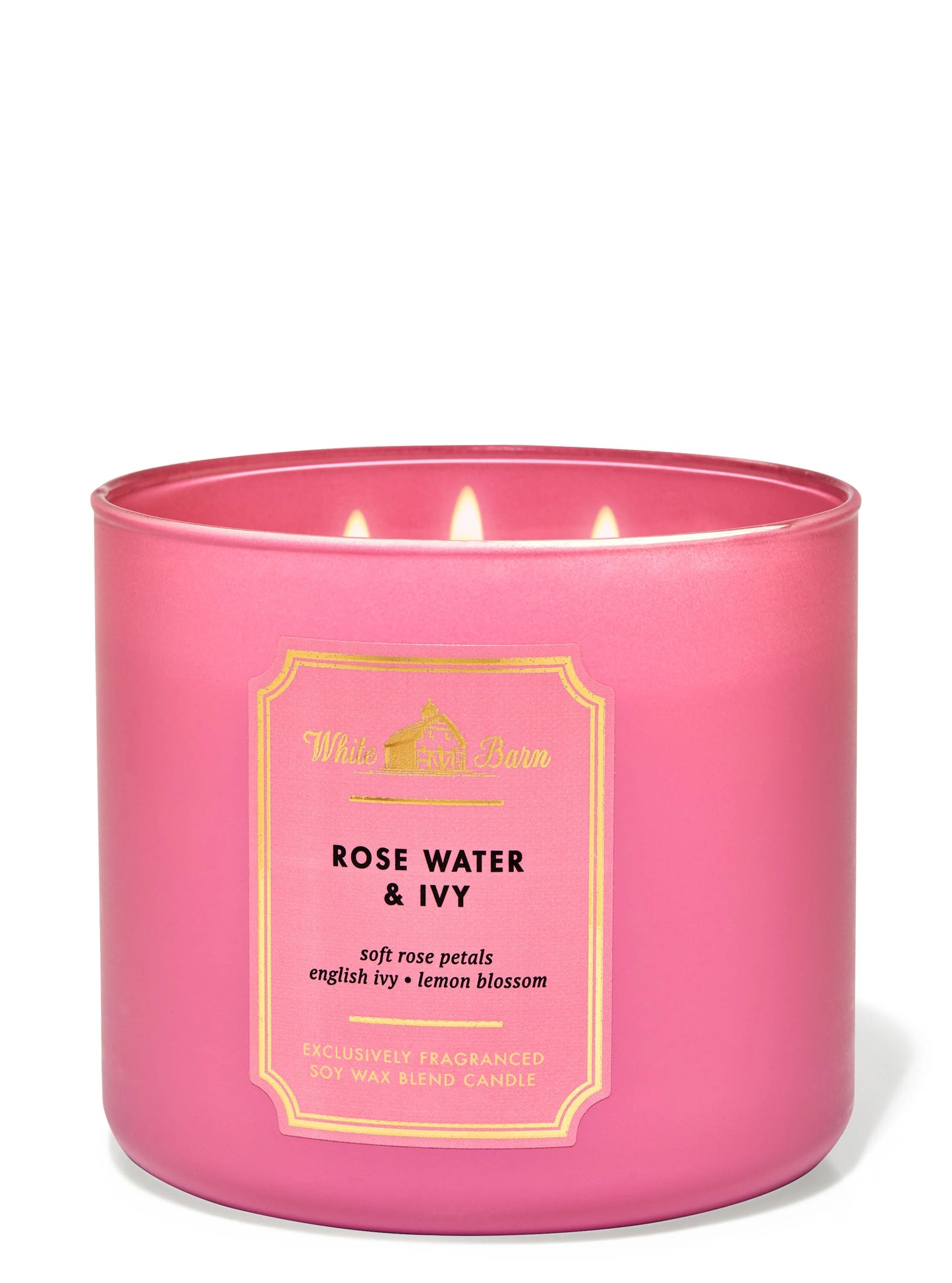 White Barn 3 Wick Candle- Rose Water & Ivy