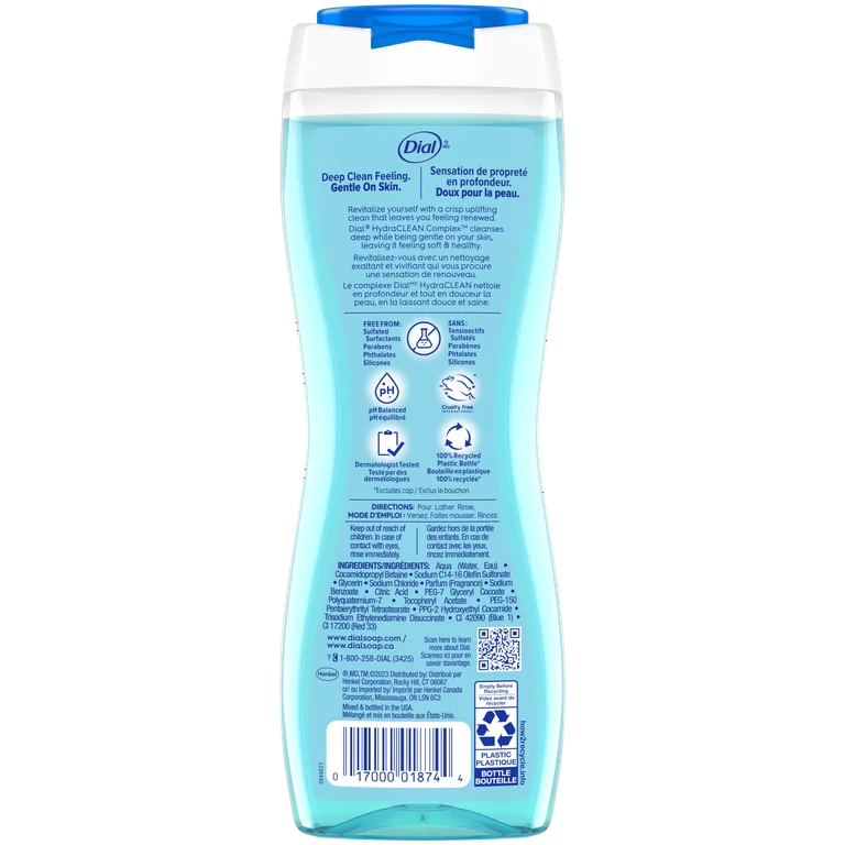 Gel de baño Dial, agua de manantial refrescante y renovadora, 16 fl oz***