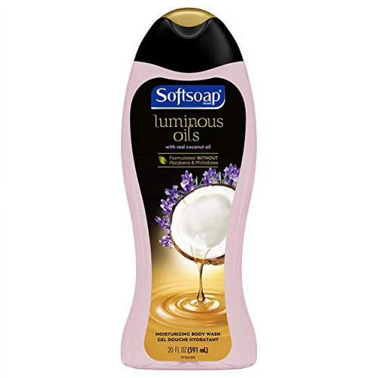 Gel de baño hidratante Softsoap, aceites luminosos de coco y lavanda, 20 oz