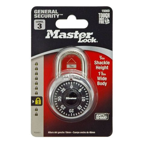 Master Lock 1-7/8" Black Dial Combination Padlock