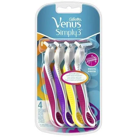 Venus Simply 3 - Maquinillas de afeitar desechables para mujer (4 unidades)