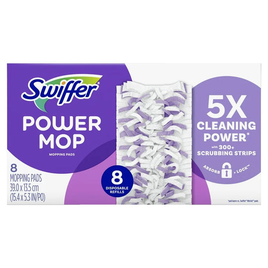 Swiffer PowerMop Multi-Surface Mopping Pad Refills for Floor Cleaning, 8 count