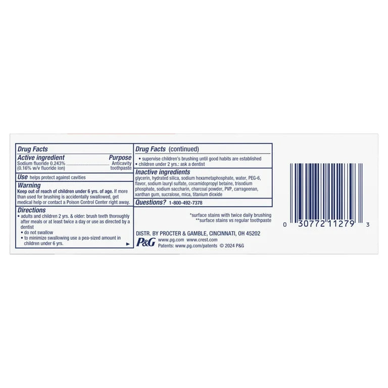 Crest 3D White Brilliance Charcoal Teeth Whitening Toothpaste, 4.6 oz