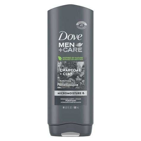 Dove Men+Care 木炭+黏土微保濕沐浴露 - 18 液量盎司