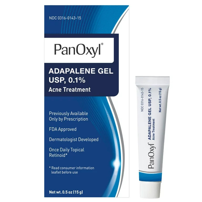 PanOxyl Adapalene 0.1% Leave-on Gel, Retinoid Gel Acne Treatment, All Skin Types, 0.5 oz***