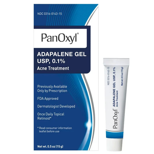 Gel sin enjuague PanOxyl Adapalene 0,1 %, tratamiento con retinoides en gel para el acné, todo tipo de piel, 0,5 oz***