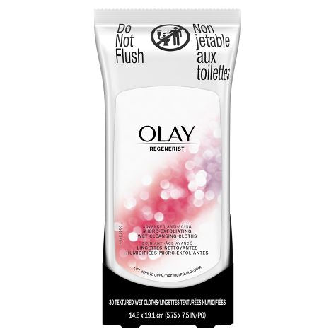 Toallitas limpiadoras húmedas microexfoliantes Olay Regenerist - Perfumadas - 30 unidades