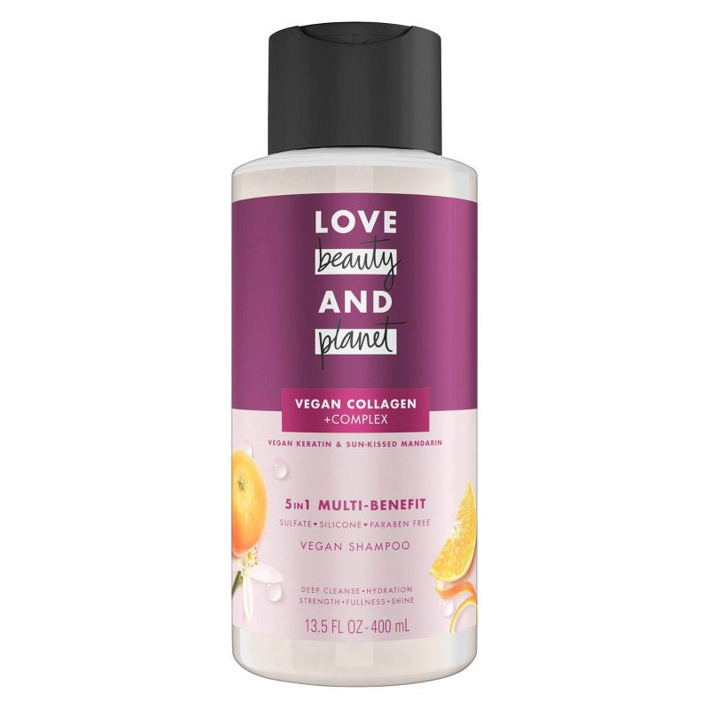 Champú vegano sin sulfatos con queratina y mandarina Sun-Kissed de Love Beauty and Planet, 13,5 oz