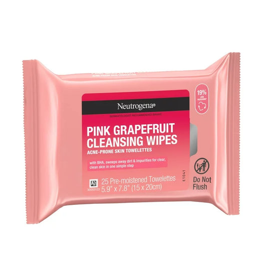 Neutrogena Oil-Free Facial Cleansing Wipes, Pink Grapefruit, 25 Ct